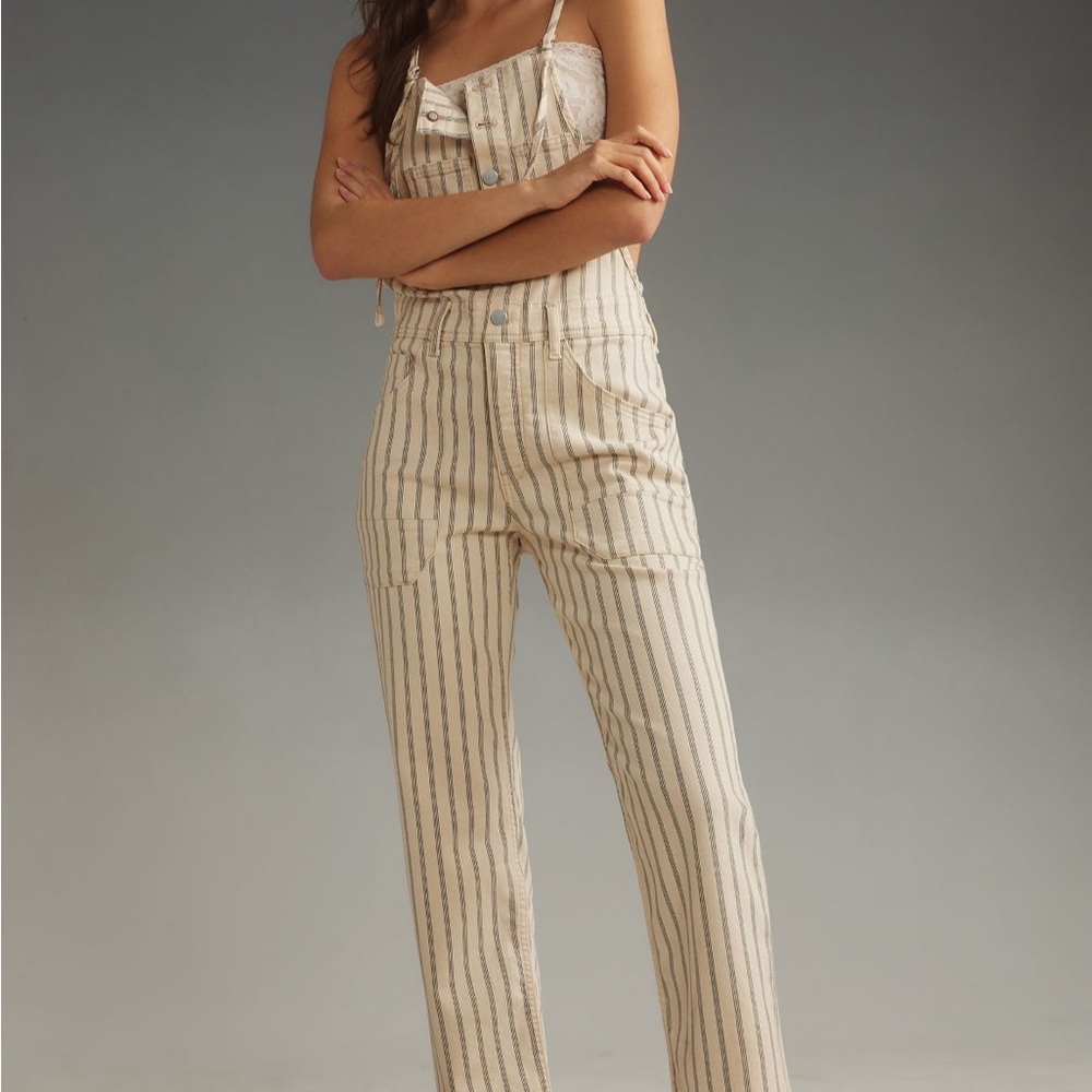 Anthropology Pilcro Denim Painters Overalls - Pinstripe